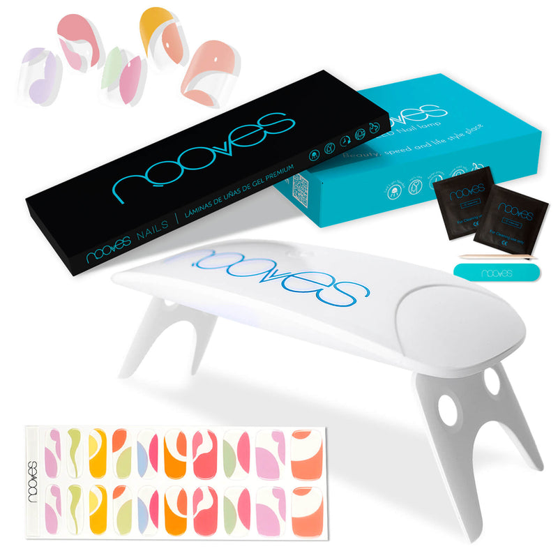 Detalle adicional Láminas Pack Nooves Designs Nail Art Folha de gel premium pré-curada + UV/LED Lâmpada de unhas PORTÁTIL 8w - Lâmpada de secagem de unhas de 8W - Vista 14