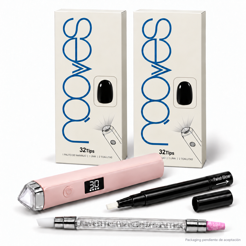Kit Duo de Extensiones de Gel NOOVES con dos cajas, Lámpara de Moldeado, Nail Beauty Pen y Quartz Dual Stick