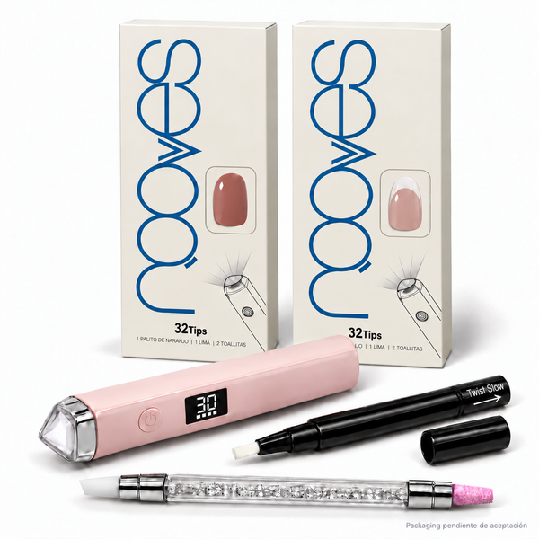 Kit Duo de Extensiones de Gel NOOVES con dos cajas, Lámpara de Moldeado, Nail Beauty Pen y Quartz Dual Stick