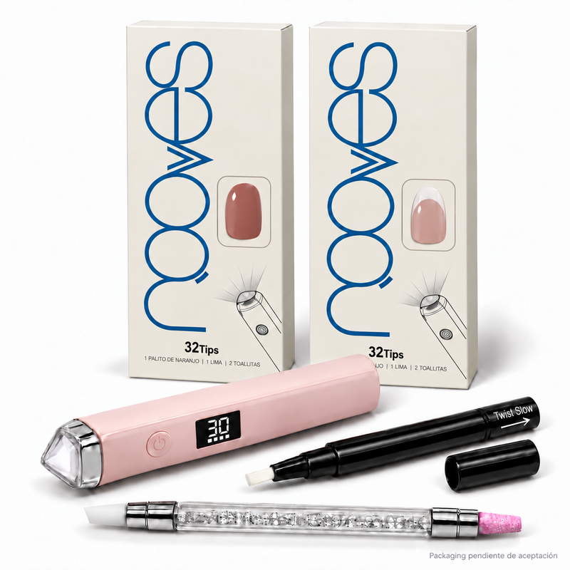 Kit Duo de Extensiones de Gel NOOVES con dos cajas, Lámpara de Moldeado, Nail Beauty Pen y Quartz Dual Stick