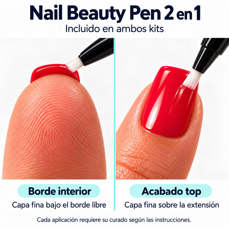 Starter Extension Gel Kit Beauty Complet: Nail Beauty Pen 2 en 1 y sus dos usos.