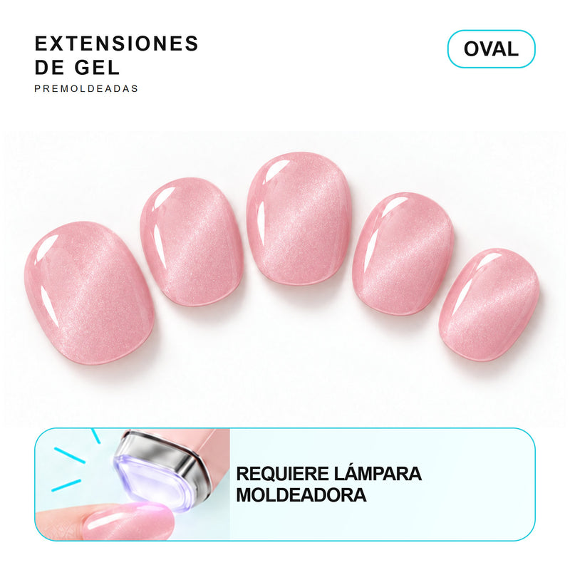 Extensiones de gel NOOVES Fairy Dust, forma oval, cinco piezas con información