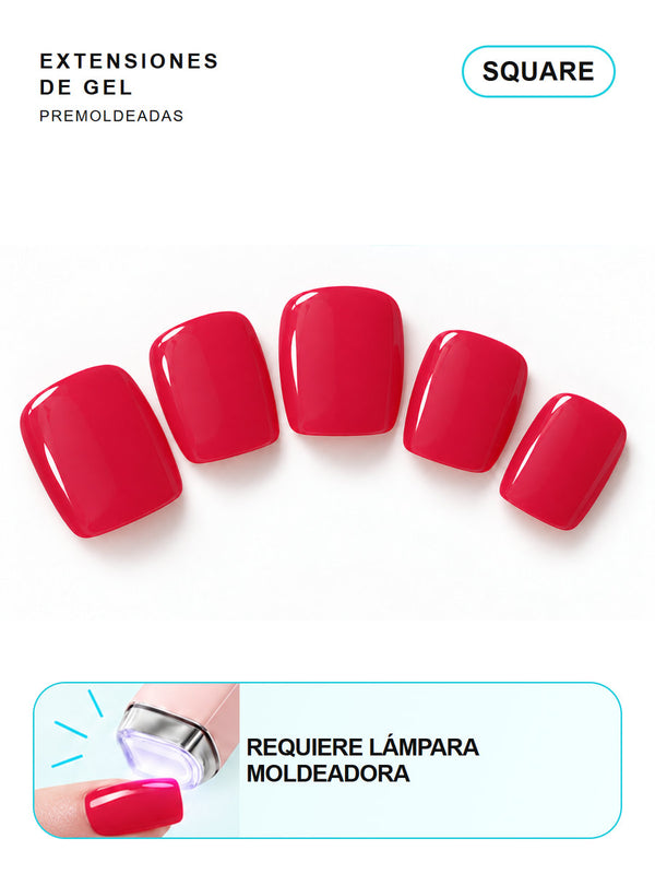 Extensiones de gel NOOVES Malibu Pink, forma square, cinco piezas en tarjeta