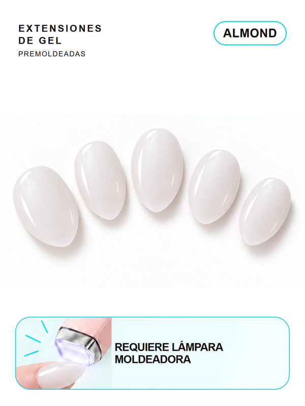 Extensiones de gel NOOVES Pure Canvas, forma almond, cinco piezas en tarjeta