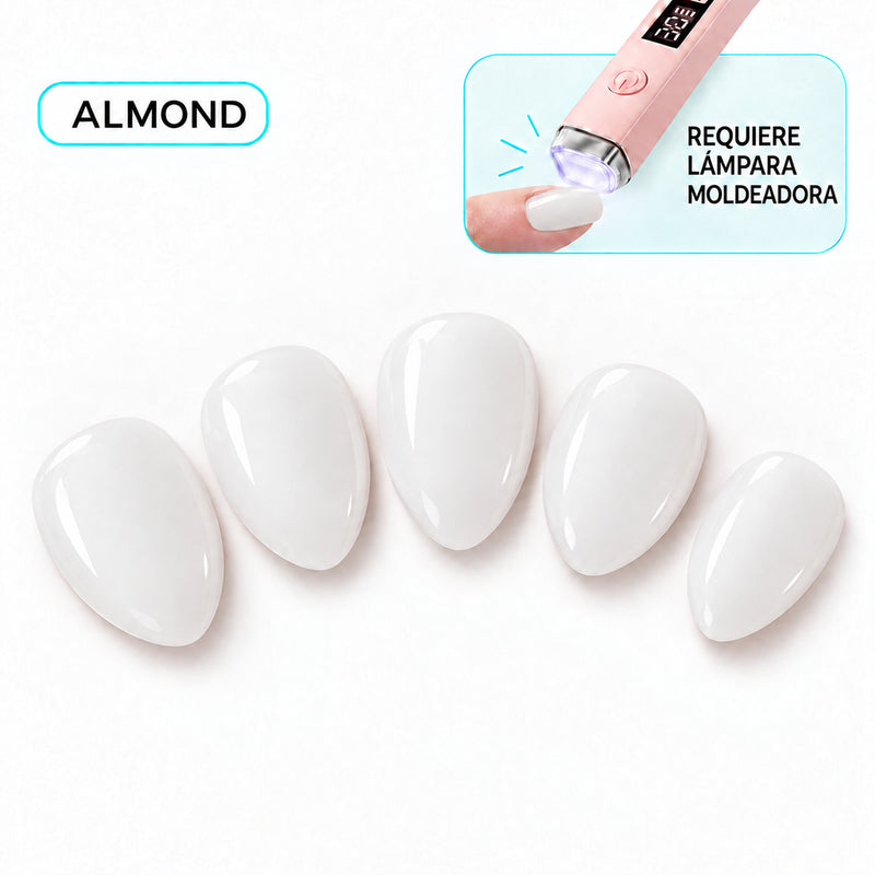 Extensiones de gel NOOVES Crystal Clear, forma almond, cinco piezas
