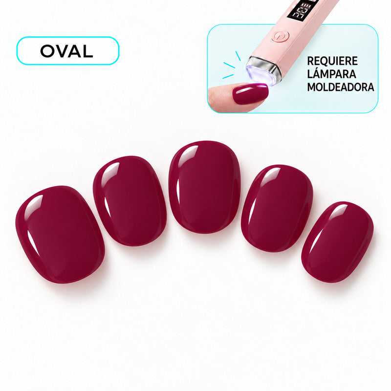 Extensiones de gel NOOVES Cherry Noir, forma oval, cinco piezas