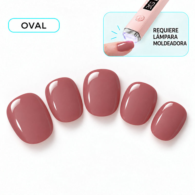 Extensiones de gel NOOVES Vintage Rose, forma oval, cinco piezas