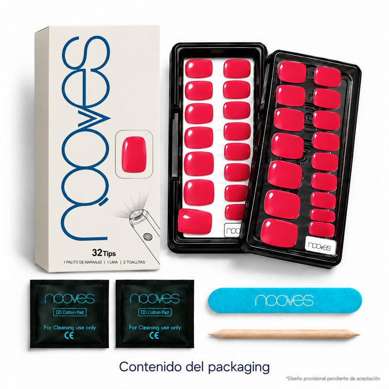 Extensiones de gel NOOVES Malibu Pink, forma square, caja y contenido