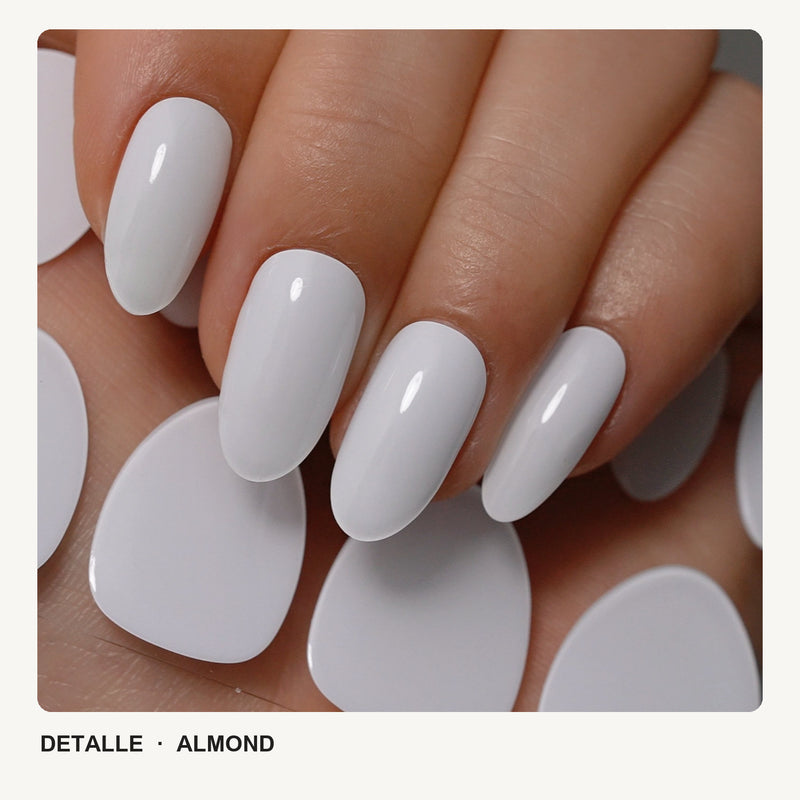 Extensiones de gel NOOVES Pure Canvas, forma almond, detalle macro
