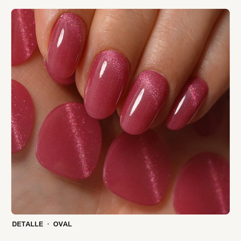Extensiones de gel NOOVES Mystic Rose, forma oval, detalle macro