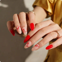 Gel Nail - Red Waves - Nooves Nails