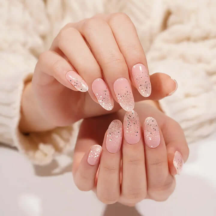 Premium Pre-Cured Gel Nail Sheets - Northern Rose - Glitter