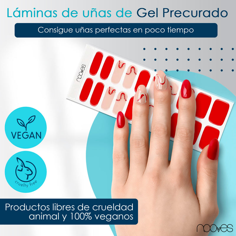 Gel Nail - Red Waves - Nooves Nails