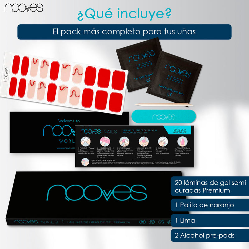 Gel Nail - Red Waves - Nooves Nails