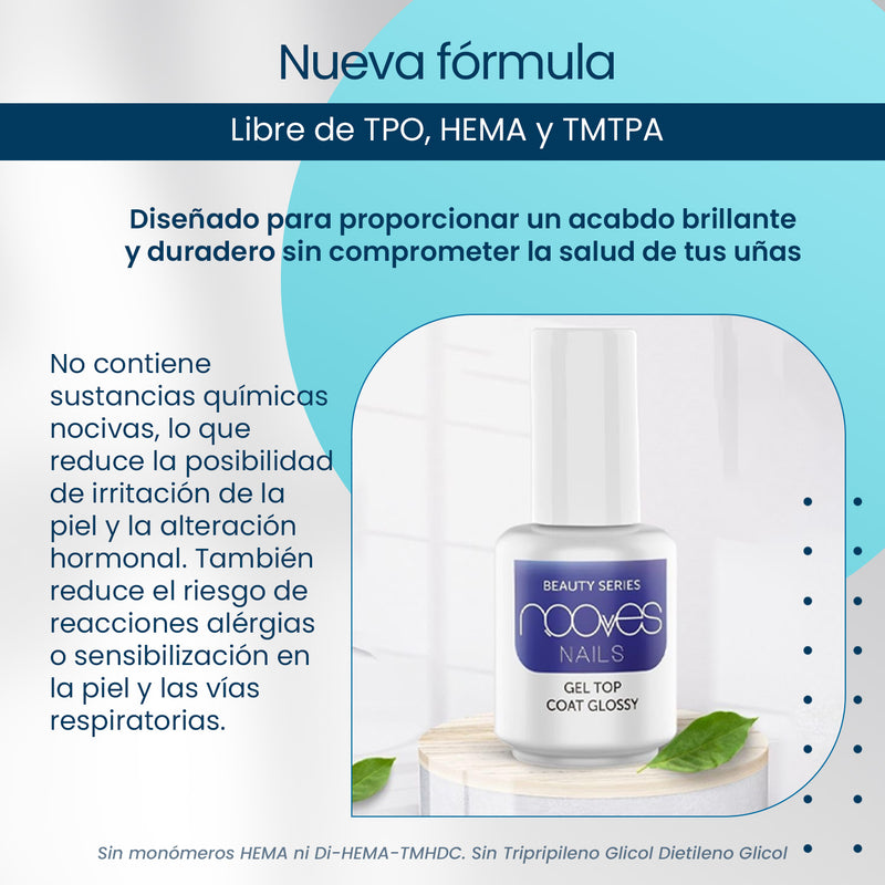 Gel Top Coat Glossy 15ml - Nooves Nails