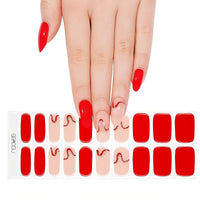 Gel Nail - Red Waves - Nooves Nails