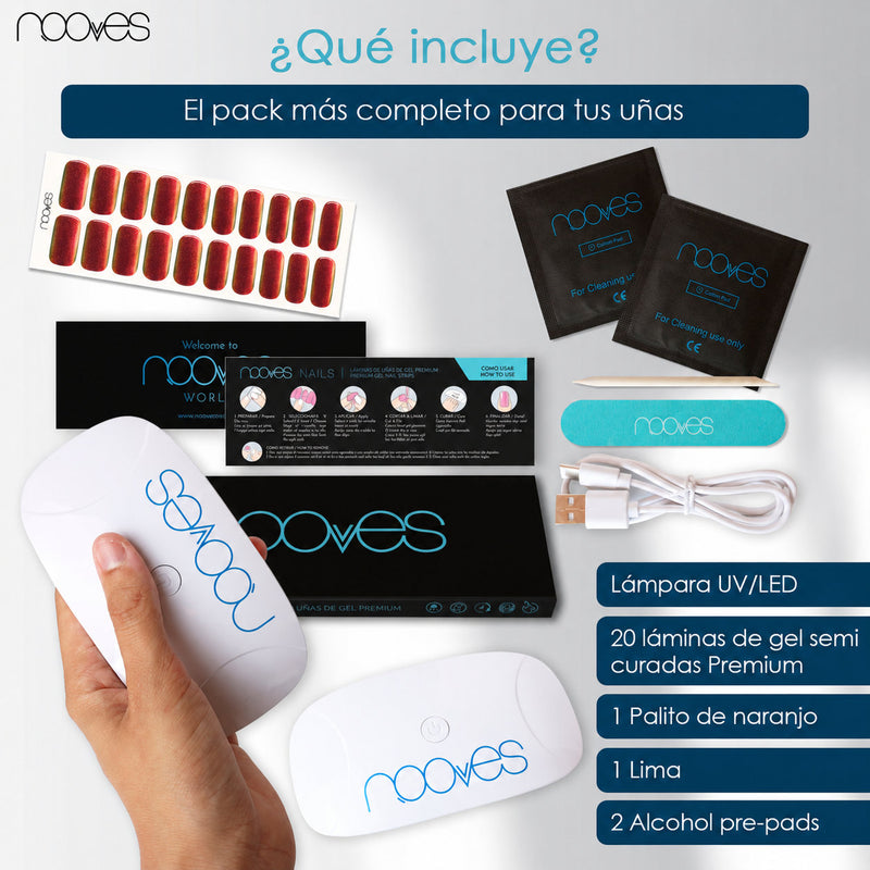 Detalle adicional Láminas Pack Lámina de uñas de gel Premium precurado Nooves Diseños Cat Eye + Lámpara uñas UV/LED PORTÁTIL 8w - Vista 15
