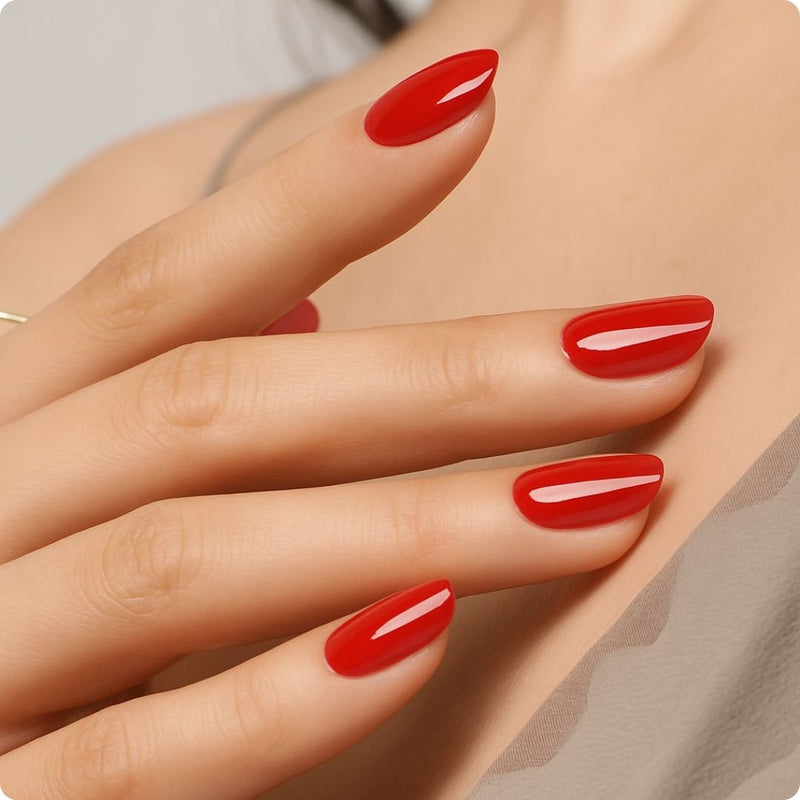 Diseño de uñas Láminas de Gel  - Crimson Red - Nooves Nails - Veganas, Cruelty-Free y Hema-Free