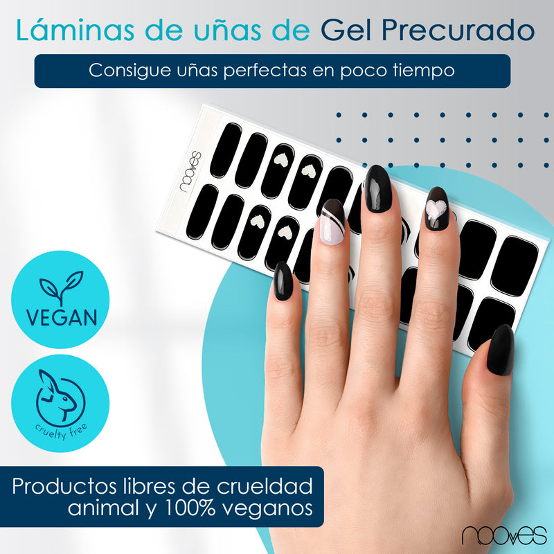 Uñas de gel Dark Heart curadas con lámpara UV - Brillo espejo
