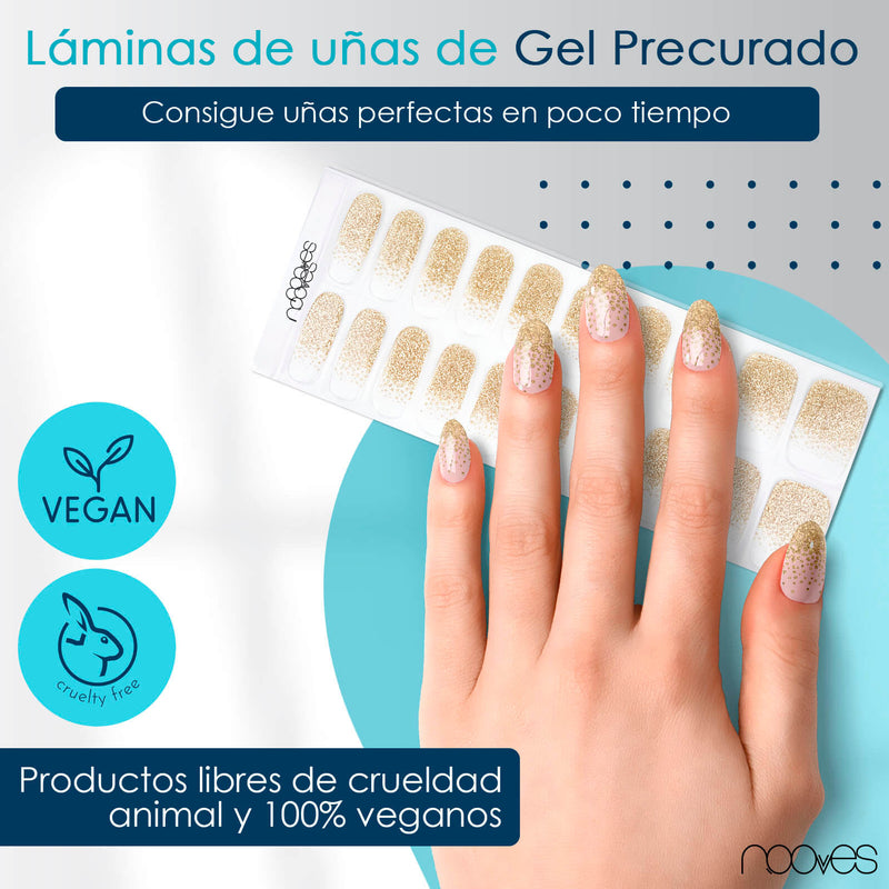 Folhas de Gel - Gold Glitter - Nooves Nails 