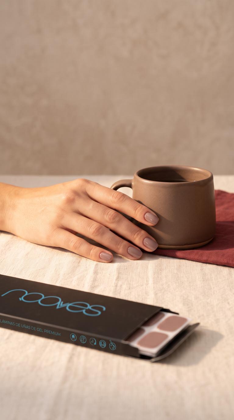 Manicura de gel NOOVES en tono garnet red y terra — colores de uñas de septiembre 2026 para la vuelta
