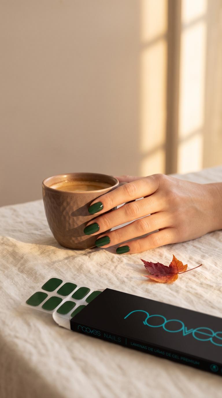 Manicura de gel NOOVES en tono garnet red y terra — colores de uñas de septiembre 2026 para la vuelta