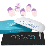 Pack Nooves Designs Nail Art Folha de gel premium pré-curada + UV/LED Lâmpada de unhas PORTÁTIL 8w - Lâmpada de secagem de unhas de 8W