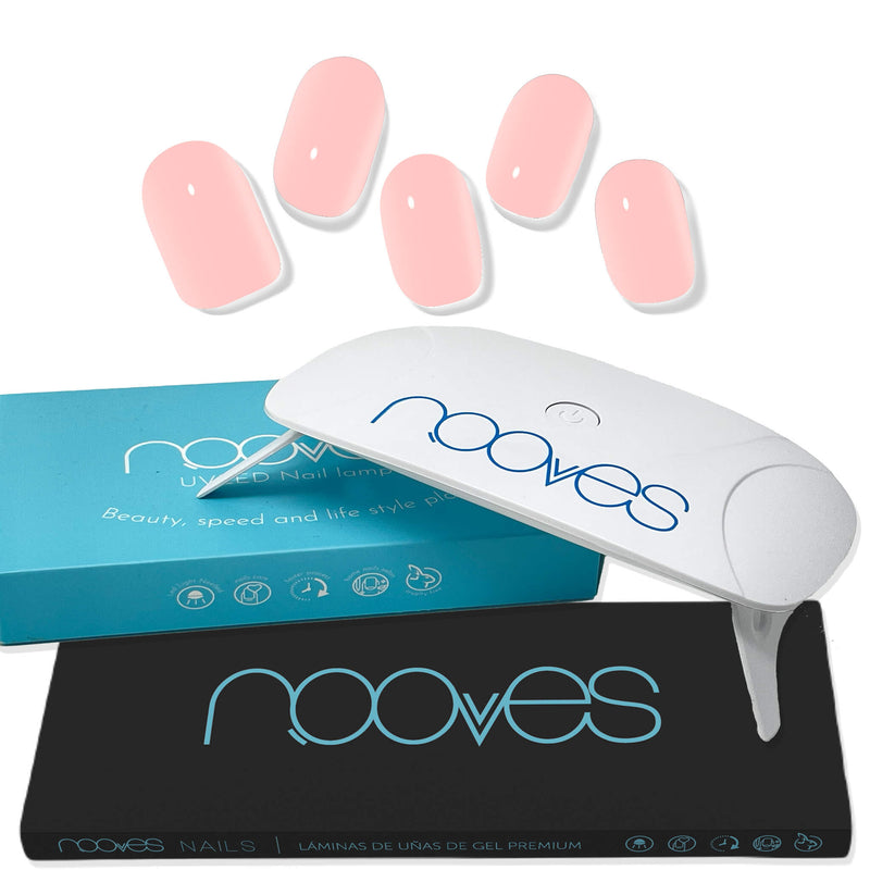 Pack Nooves Nails Folha de gel premium pré-curada Pink Designs + Lâmpada UV/LED 8W PORTÁTIL - Lâmpada secadora de unhas 8W
