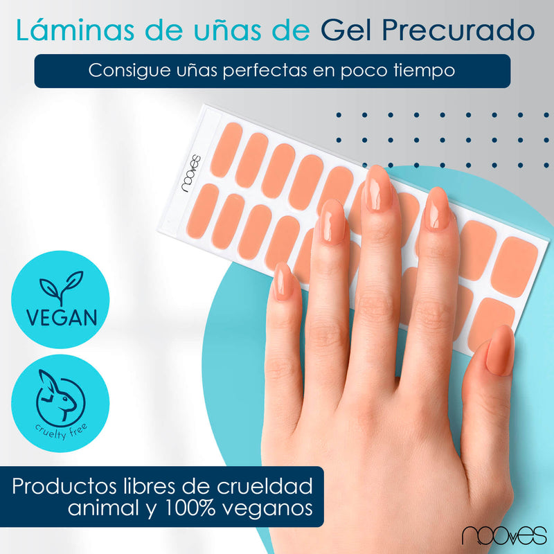 Cómo quedan las uñas de gel Láminas de Gel - Little Peach - Nooves Nails - Antes y después