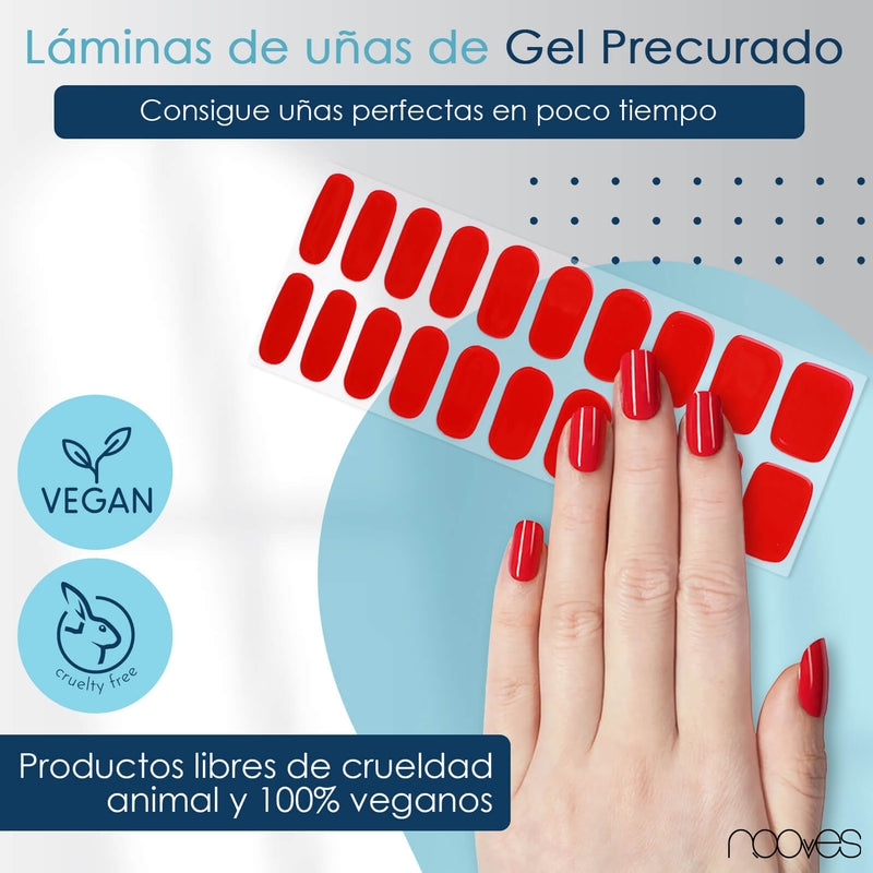 Tendencia manicura Láminas de Gel  - Crimson Red - Nooves Nails - Estilo moderno y elegante
