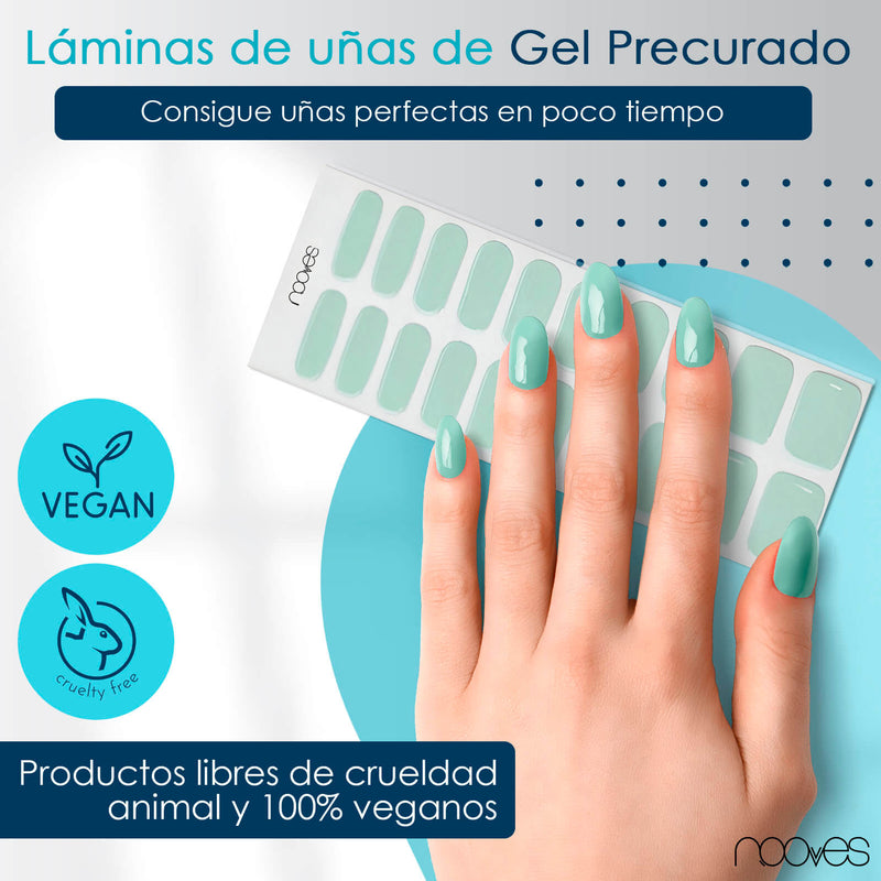 Kit de uñas de gel Láminas de Gel - Mint - Nooves Nails - Fácil aplicación sin torno