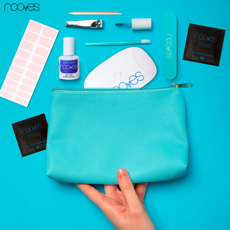 Pack Nooves Nails Folha de gel premium pré-curada Pink Designs + Lâmpada UV/LED 8W PORTÁTIL - Lâmpada secadora de unhas 8W