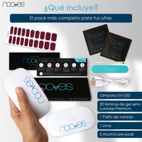 Ver detalle Pack Lámina de uñas de gel Premium precurado Nooves Nails Colores Sólidos + Lámpara uñas UV/LED PORTÁTIL 8w 3