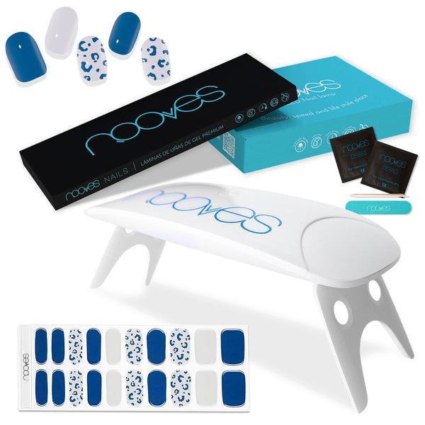 Pack Lámina de uñas de gel Premium precurado Nooves Diseños Nail Art + Lámpara uñas UV/LED PORTÁTIL 8w