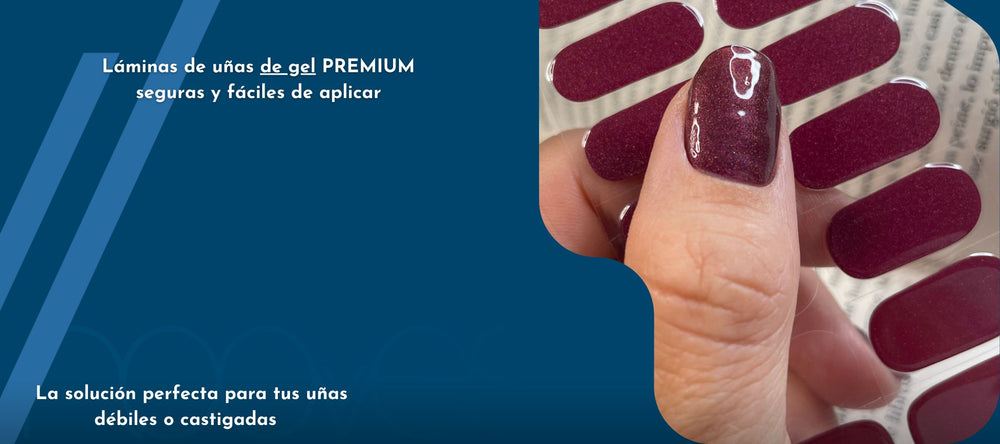 Láminas de uñas de gel Premium Precuradas Shinning Ruby