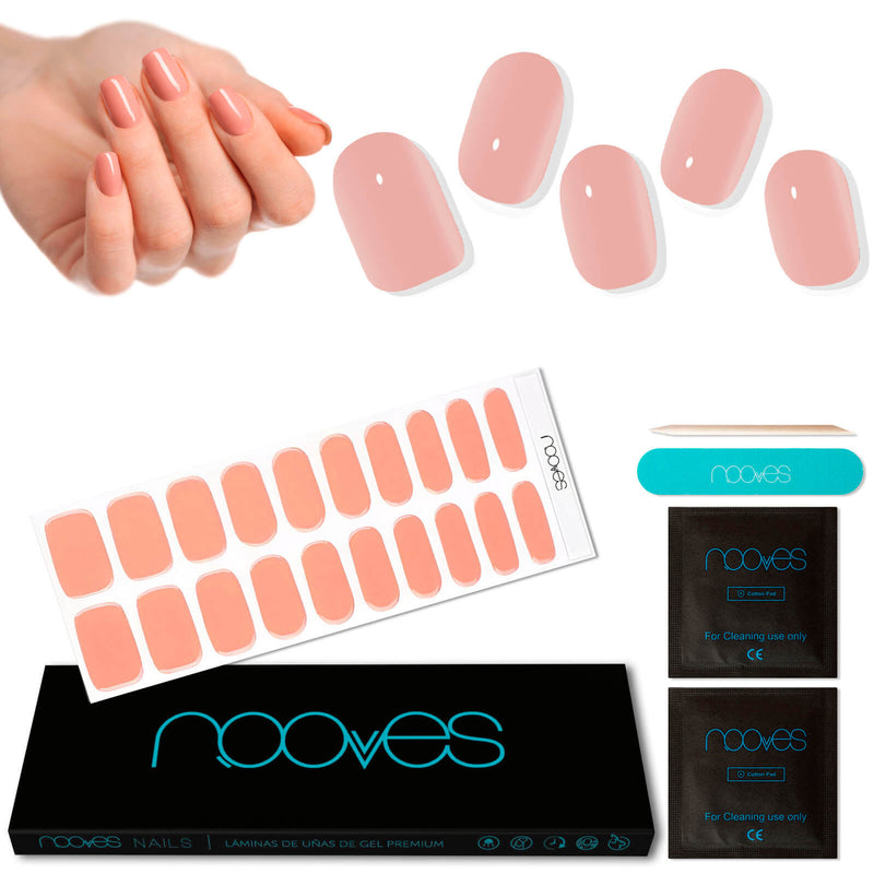 Kit de uñas de gel Láminas de Gel - Powder Blush- Nooves Nails - Fácil aplicación sin torno