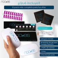 Ver detalle Pack Lámina de uñas de gel Premium precurado Nooves Diseños Cat Eye + Lámpara uñas UV/LED PORTÁTIL 8w 11