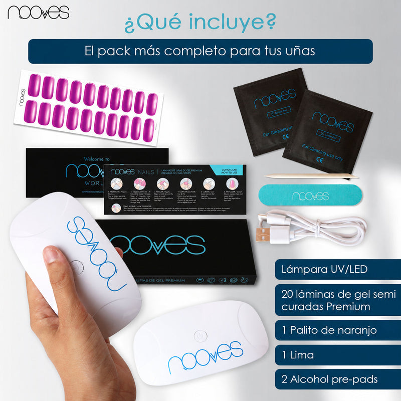 Detalle adicional Láminas Pack Lámina de uñas de gel Premium precurado Nooves Diseños Cat Eye + Lámpara uñas UV/LED PORTÁTIL 8w - Vista 11