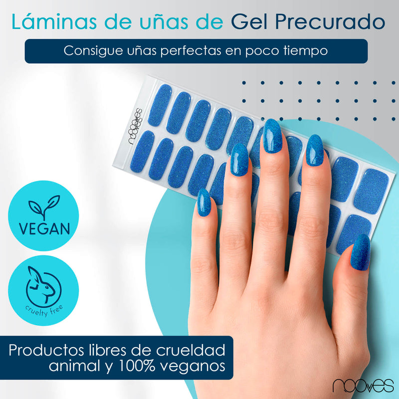 Kit de uñas de gel Láminas de Gel  - Sea Water - Nooves Nails - Fácil aplicación sin torno