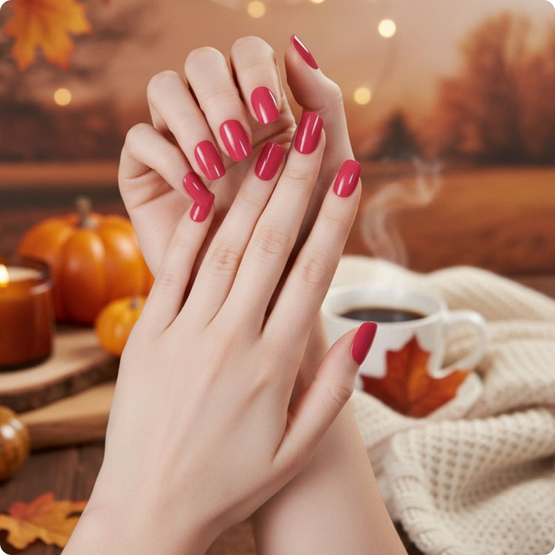 Resultado Manicura en casa con Láminas de Gel - Strawberry - Nooves Nails - Acabado Natural