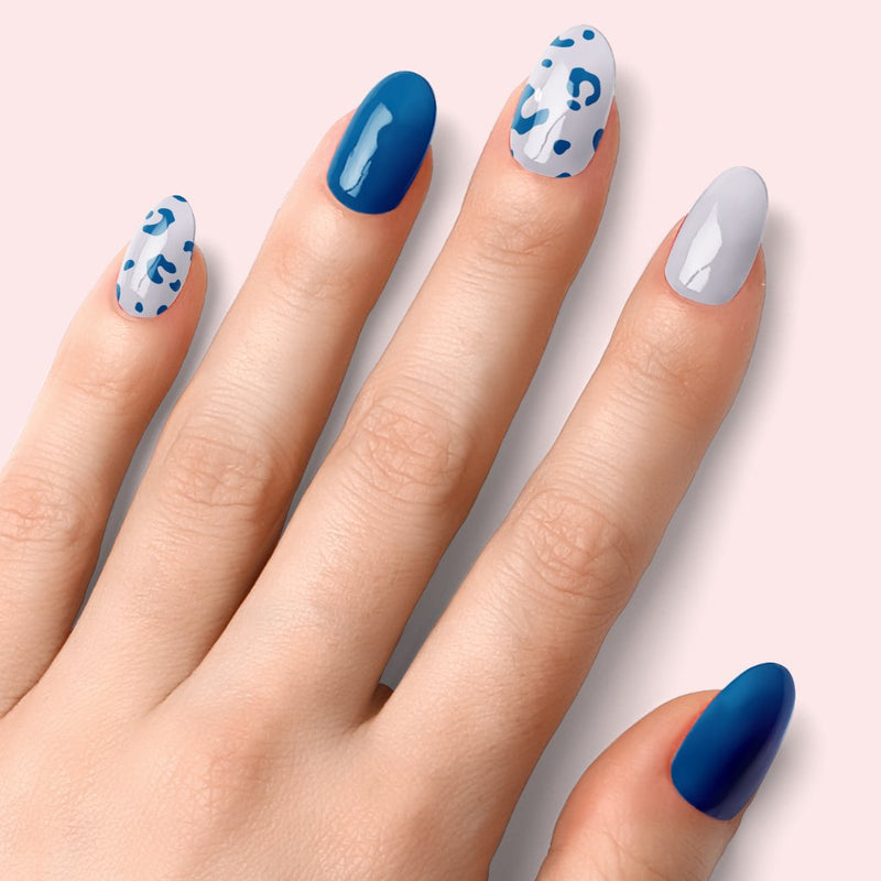 Láminas de Gel Semicuradas Blue Leopard - Calidad Profesional Nooves