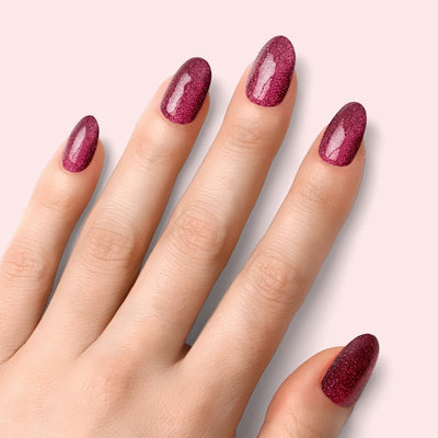 Lámina de gel Ruby Claret - rojo glitter para boda de noche NOOVES