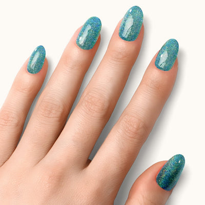 Lámina de gel Sea Water - azul glitter para manicura de playa NOOVES
