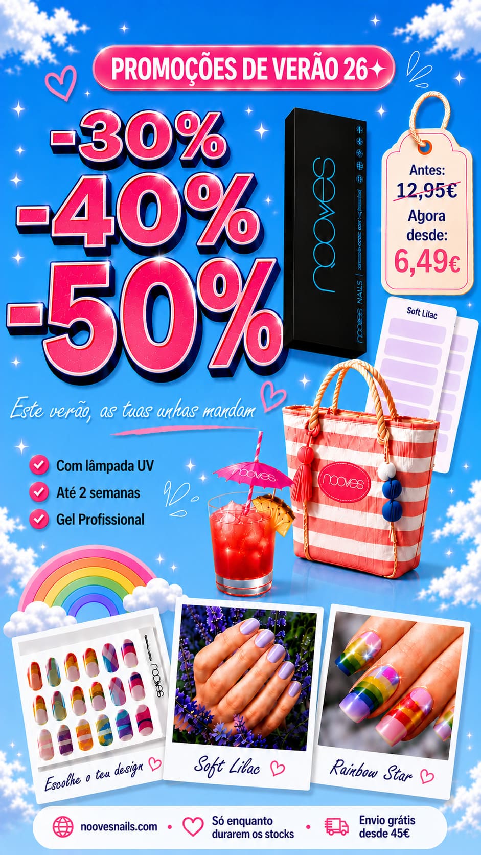 Folhas de gel semicuradas NOOVES — manicure premium em casa