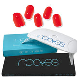 Pack Nooves Nails Red Designs Folha de gel premium pré-curada + lâmpada de unhas UV/LED PORTÁTIL de 8W - lâmpada de secagem de unhas de 8W