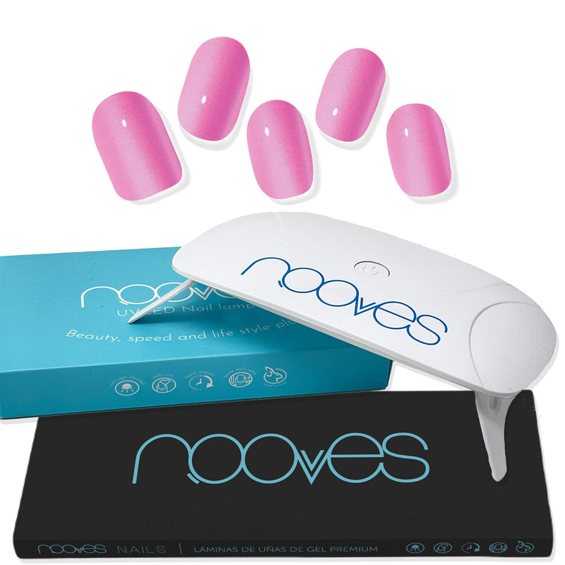 Pack Lámina de uñas de gel Premium precurado Nooves Nails Diseños Rosas + Lámpara uñas UV/LED PORTÁTIL 8w