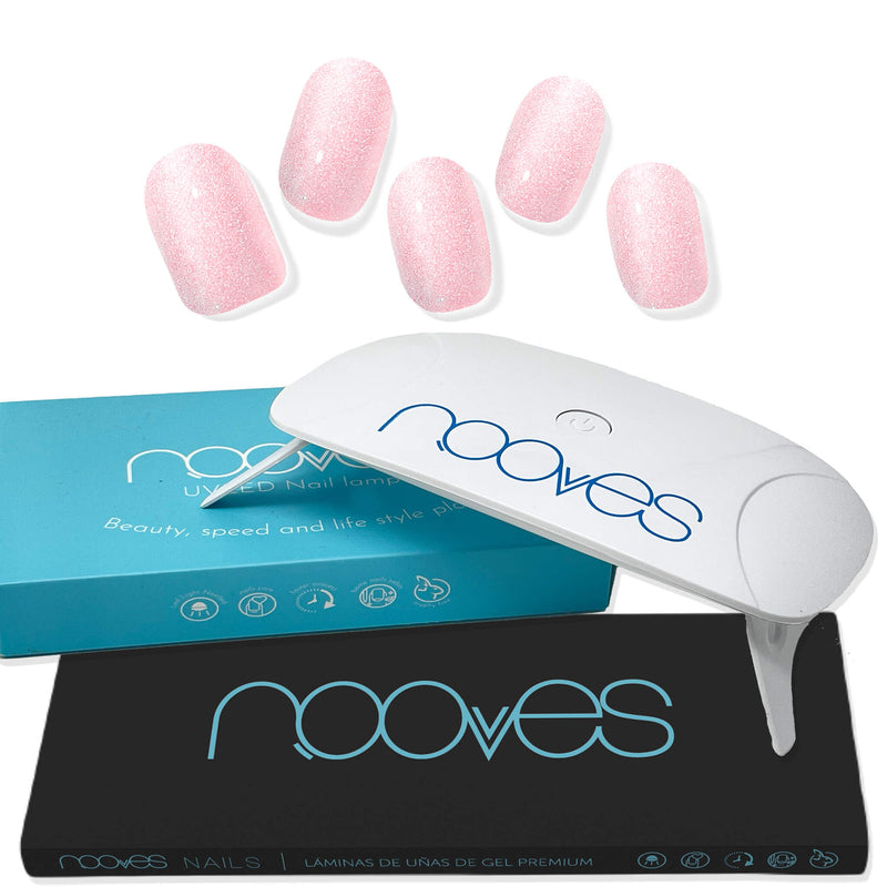 Pack Nooves Nails Folha de gel premium pré-curada Pink Designs + Lâmpada UV/LED 8W PORTÁTIL - Lâmpada secadora de unhas 8W