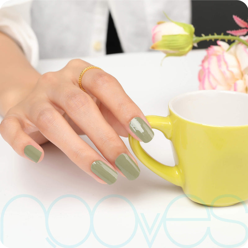 Láminas resistentes al agua Láminas de Gel - Olive Green - Nooves Nails - Duración más de 14 días
