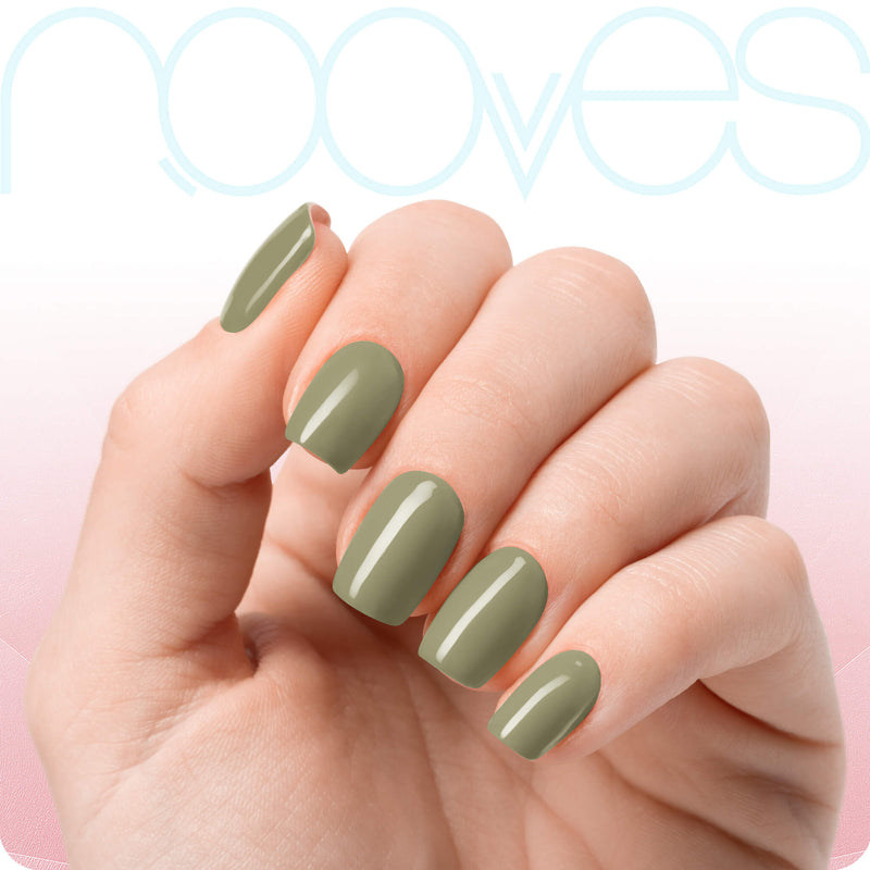 Láminas de Gel Semicuradas Láminas de Gel - Olive Green - Nooves Nails - Calidad Profesional Nooves