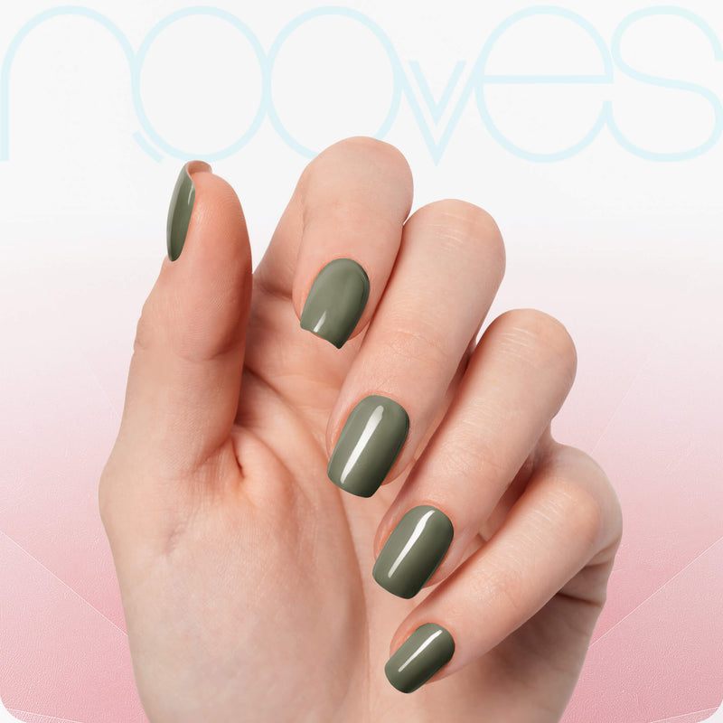 Diseño de uñas Láminas de Gel - Olive Green - Nooves Nails - Veganas, Cruelty-Free y Hema-Free